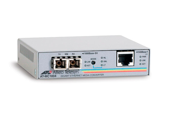 Оптоволоконный медиаконвертер Gigabit Ethernet AT-MC1004-yy